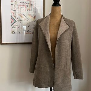 Talbots Merino Wool Open Tan Cardigan Sweater Sz M